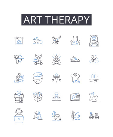 Art therapy outline icons collection. Disparity, Dichotomy, Distinction, Parity, Distinction, Adversity, Equality vector and illustration concept set. Opposites,Similarity linear signs and symbols
