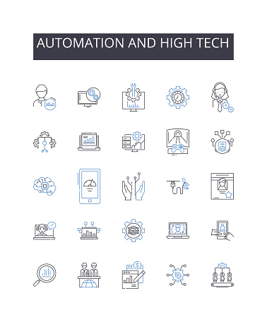 Automation and high tech outline icons collection. Gearbox, Drivetrain, Clutch, Shift, Transfer, Sprocket, Differential vector and illustration concept set. Powertrain,Torque linear signs and symbols