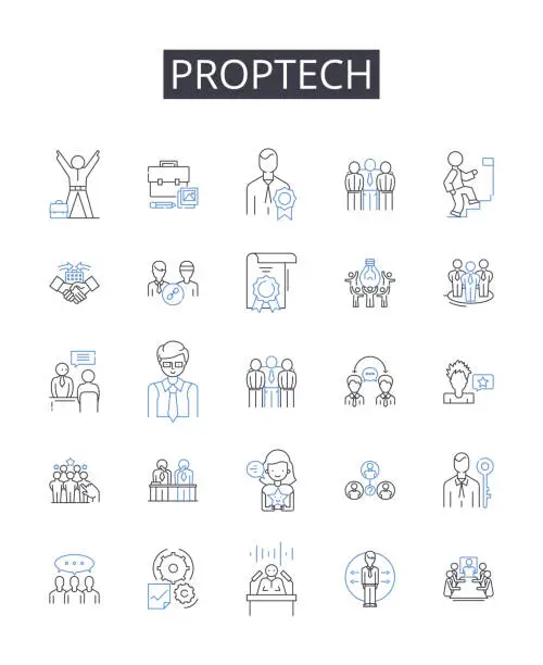 Vector illustration of Proptech line icons collection. Harmony, Melody, Arrangement, Chord, Structure, Rhythm, Texture vector and linear illustration. Dynamics,Tempo,Notation outline signs set