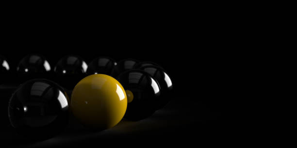 Billiards balls neatly arranged in a triangular rack on a green felt surface. 3d-rendering