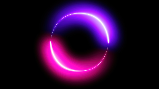 Blue neon light circle. Computer generated 3d render