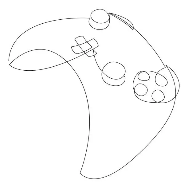 Vector illustration of Single continuous line drawing of game controller. Gamepad one line art vector illustration.