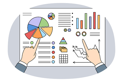 Analyst Graph Analyst Work With Charts And Graphs On Board Stock Illustration ...