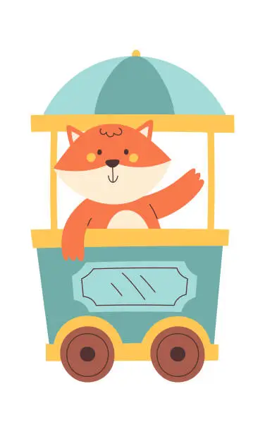 Vector illustration of Fox In Wagon