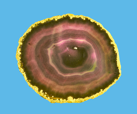 Micro shot of a banded Agate slice specimen.
