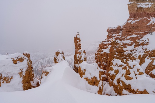 A scenic view of Bryce Canyon National Park in winter
