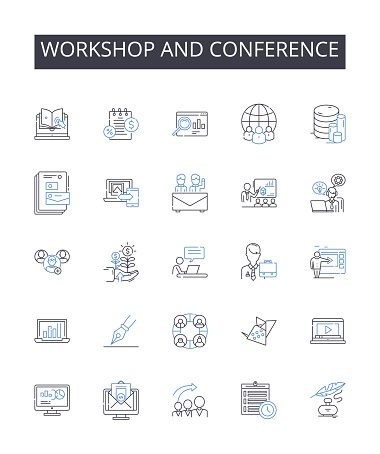 Workshop and conference outline icons collection. Investment, Wealth, Budgeting, Credit, Debt, Finance, Retirement vector and illustration concept set. Insurance,Taxation linear signs and symbols