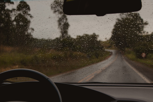 car window with raindrops