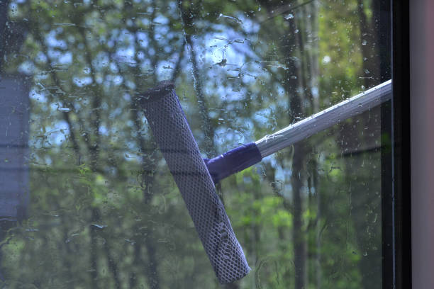 istock The window cleaning brush cleans the windows 1487354660