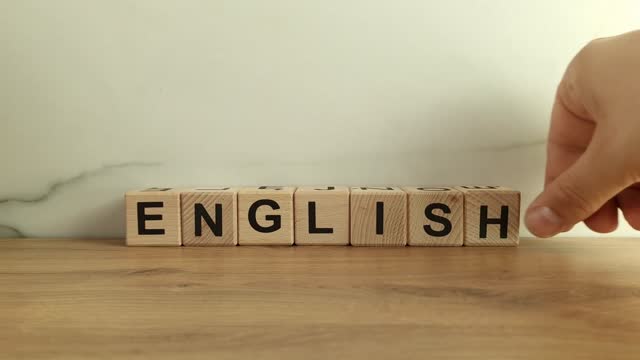Word English from wooden blocks