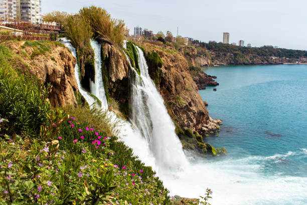 istock Lower duden waterfall from view point closeup.Antalya,Turkey 1487356699
