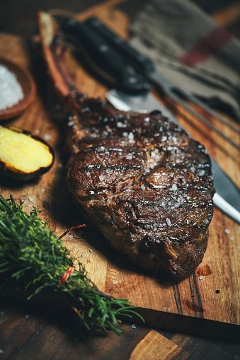 Grilled Tomahawk Steak with Baked Potato