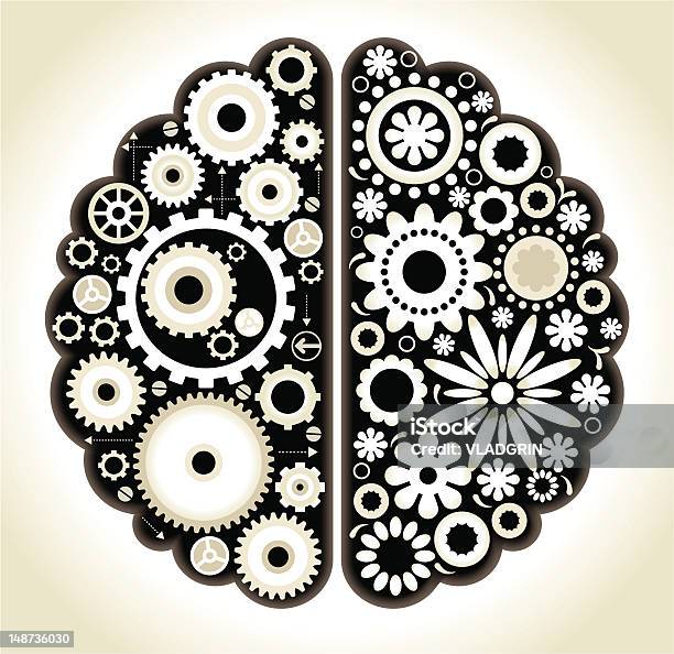 Cervello Con Ingranaggi - Immagini vettoriali stock e altre immagini di Attrezzatura - Attrezzatura, Cerchio, Cervello umano