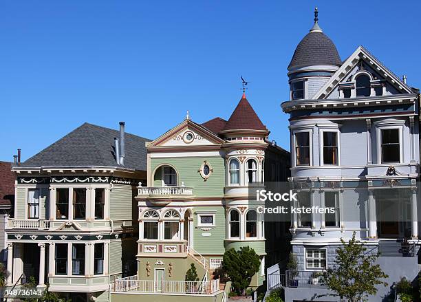 Victorians At Alamo Square Stock Photo - Download Image Now - Architecture, Bay Window, Beauty