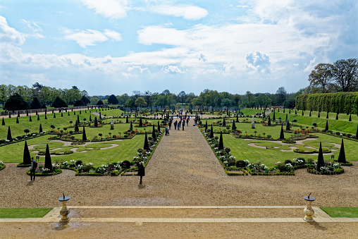 The Formal Gardens of Hampton Court Palace - Surrey, London, England, United Kingdom. 22nd of April 2023