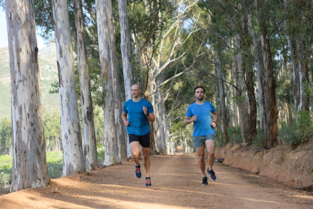 istock Outdoor trail running on forest road 1487365249