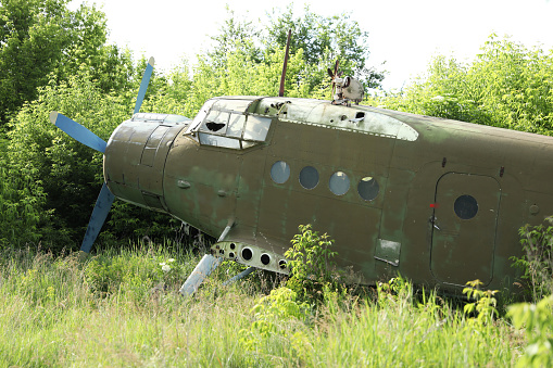 Damaged old soviet Union airplane an-2