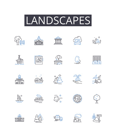Landscapes outline icons collection. Perspective, Interpretation, Insight, Understanding, Awareness, Observation, Discernment vector and illustration concept set. Cognition,Recognition linear signs and symbols