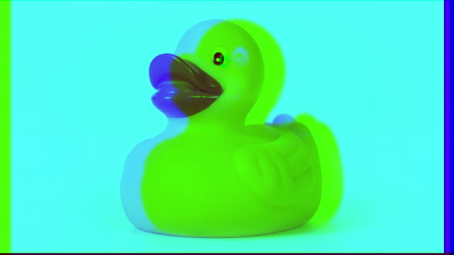 Rubber duck rotating against white background