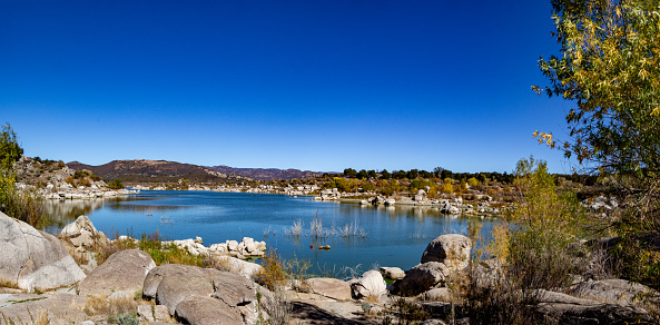 Campo, CA, USA - November 13, 2021:  Lake Morena is a pleasant spot to enjoy water sports near San Diego.