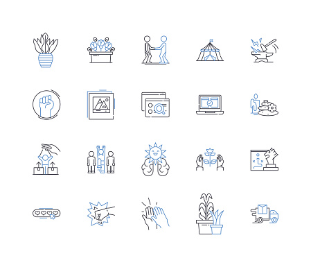 Relaxations outline icons collection. Meditation, Rest, Calm, Rejuvenation, Serenity, Tranquility, Leisure vector and illustration concept set. Comfort,Chill linear signs and symbols