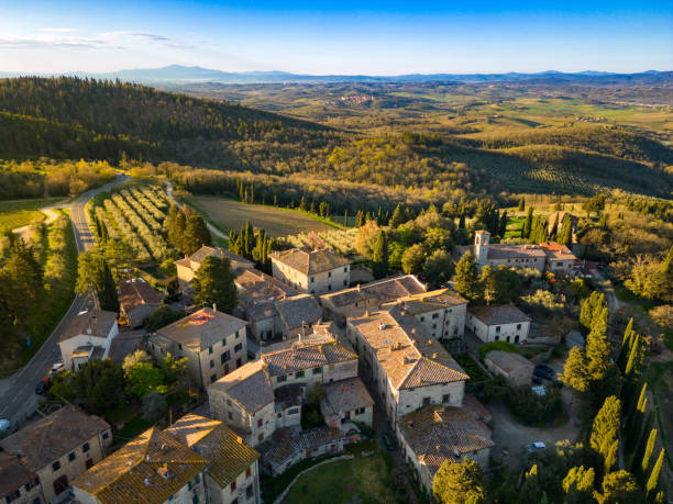 istock Fonterutoli, Old Italian village from drone 1487392187
