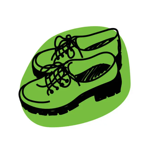 Vector illustration of Chunky Block Heel Shoe Trendy Green