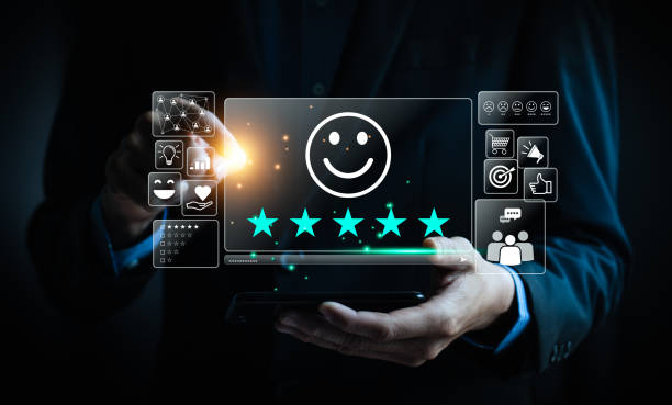 istock Customer review satisfaction feedback survey concept. Business people rate service experience and product quality or staff friendliness and overall value for the price. information, amend,  improve 1487399972