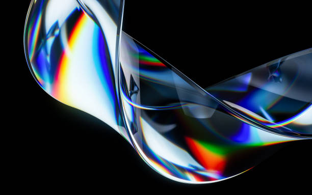 istock Colorful curve glass with dispersion, 3d rendering. 1487401381