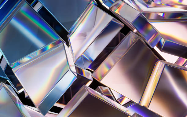 istock Glass geometries with dispersion colors, 3d rendering. 1487401383