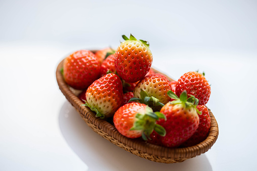 strawberries in the basket.