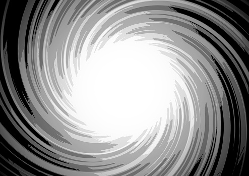 Black, gray and white spiral vortex vector illustration background