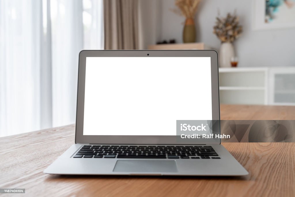 Empt Computer Screen White Empty Screen On Modish Computer For Your Design Mock Up Stock ...