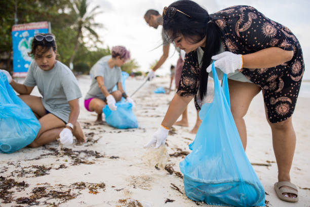 istock Activists cleaning the beach 1487405099