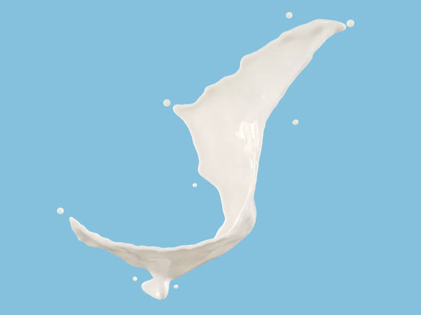 istock abstract realistic milk splashing isolated on blue background. 3D Rendering. clipping part. 1487407792