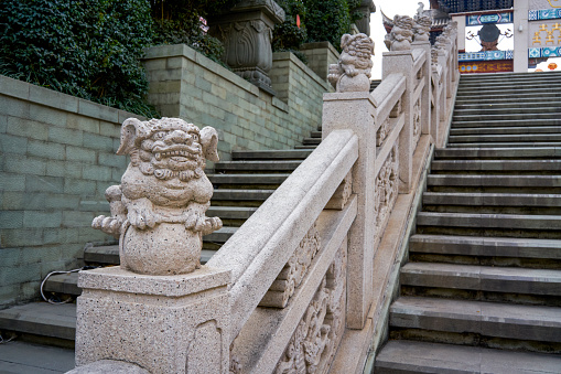 Chinese traditional unicorn stone stair handrail