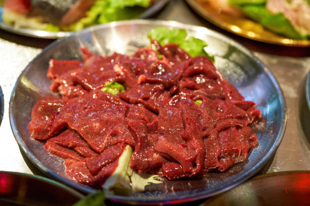 istock Fresh hot pot dishes, freshly cut pork liver 1487409936