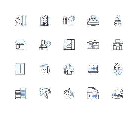 Research study outline icons collection. Experiment, Survey, Sampling, Analysis, Results, Data, Hypothesis vector and illustration concept set. Methodology,Quantitative linear signs and symbols