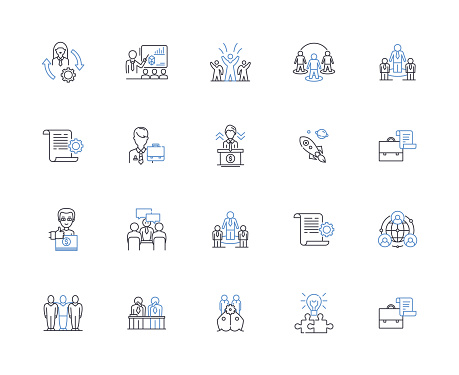 Political arena outline icons collection. Power, Leadership, Diplomacy, Corruption, Democracy, Equality, Ideology vector and illustration concept set. Lobbying,Governance linear signs and symbols