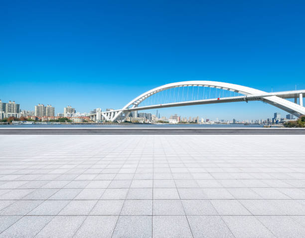 istock empty floor with high bridge，Shanghai，China 1487416153