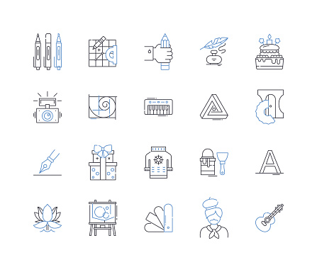 One-of-a-kind pieces outline icons collection. Unique, Original, Singular, Matchless, Individual, Distinctive, Exclusive vector and illustration concept set. Incomparable,Exceptional linear signs and symbols