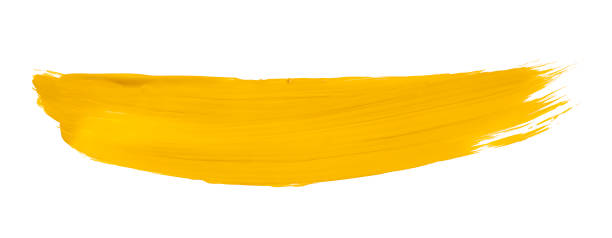 istock Yellow brush isolated on white background. Watercolor 1487419363