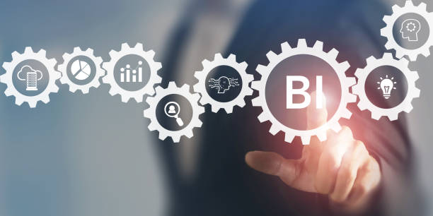 istock BI-Business intelligence. The process of leveraging data driven insights to make informed decisions. Using AI for the big data analytics. Utilizing data driven decision making to improve performance. 1487421623