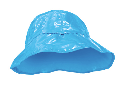 bright blue plastic bucket hat isolated on white