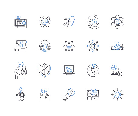 Interference outline icons collection. Static, Noise, Disruption, Disturbance, Clutter, Hinderance, Obstacle vector and illustration concept set. Jamming,Impediment linear signs and symbols