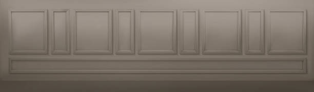 istock Beige molding wooden wall interior showroom design 1487430931