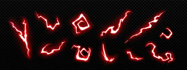Vector illustration of Thunder game lightning effect. Magic neon effect