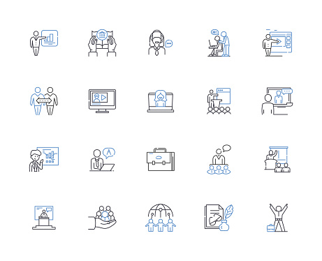 Informing outline icons collection. News, Bulletin, Communication, Update, Report, Announcement, Disclosure vector and illustration concept set. Intimation,Advice linear signs and symbols