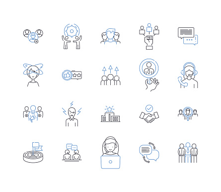 Industry instruction outline icons collection. Training, Education, Learning, Instruction, Development, Coaching, Mentoring vector and illustration concept set. Certifications,Seminars linear signs and symbols