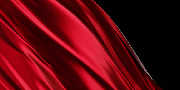 istock Abstract red luxury fabric banner background with copy space 3d render 1487434158